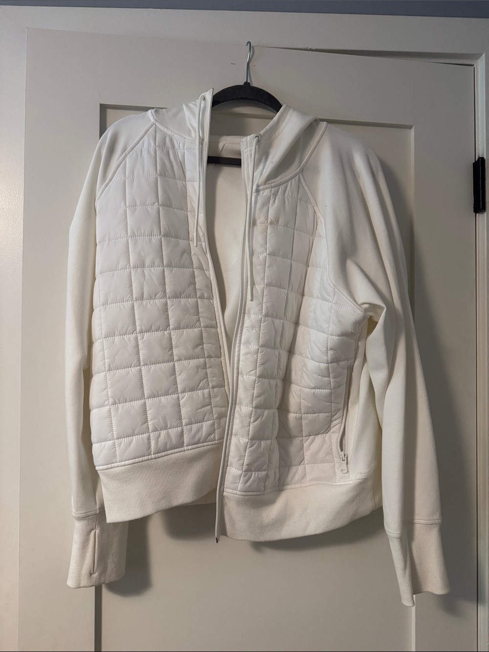 Old Navy White Quilted Bomber Jacket with Hood
